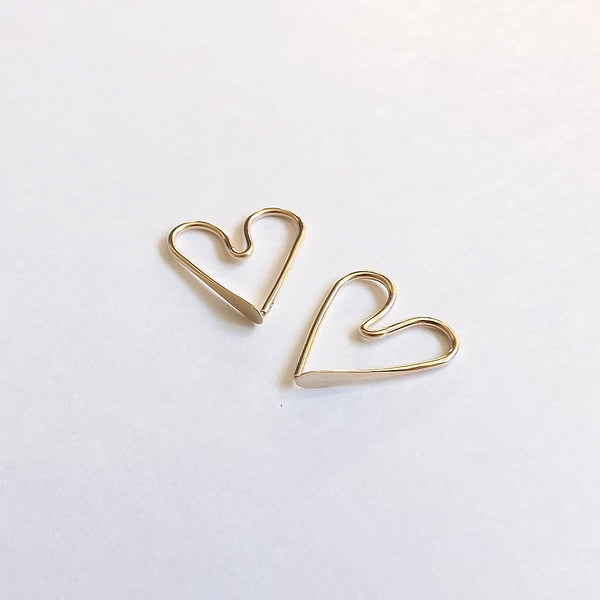 gold filled heart hoops