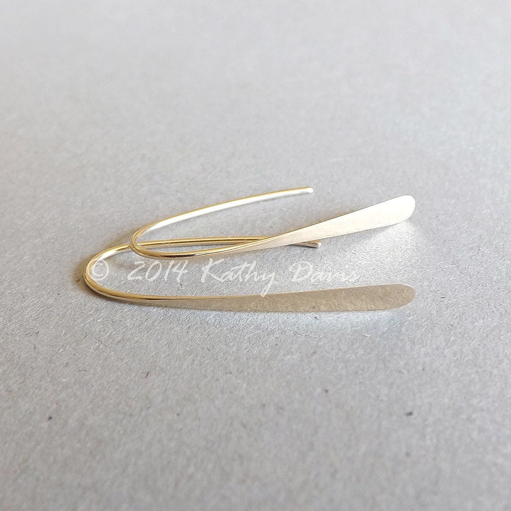 solid gold arc threader earrings