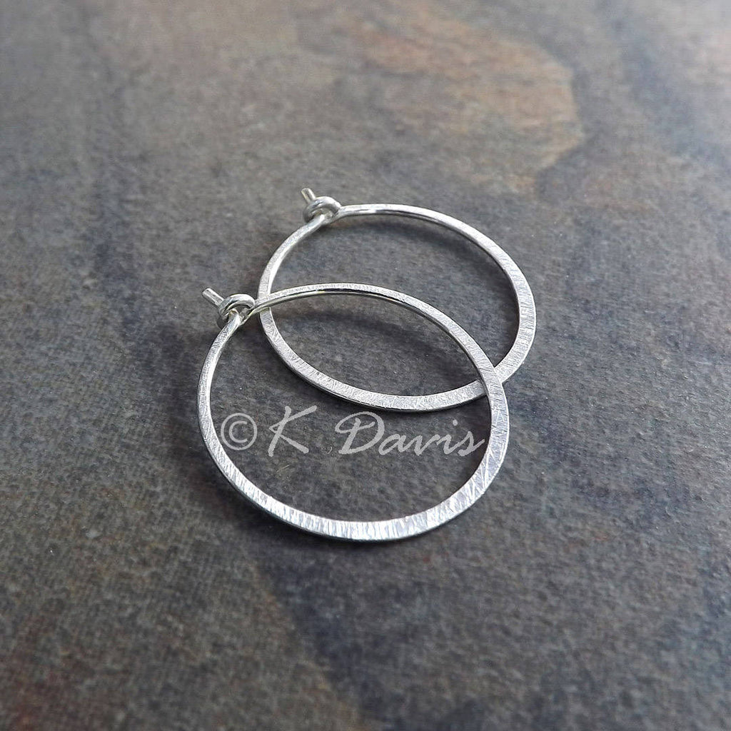 Brushed silver hot sale hoop earrings