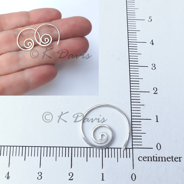 Silver Spiral Hoops Small Open Hoop Earrings