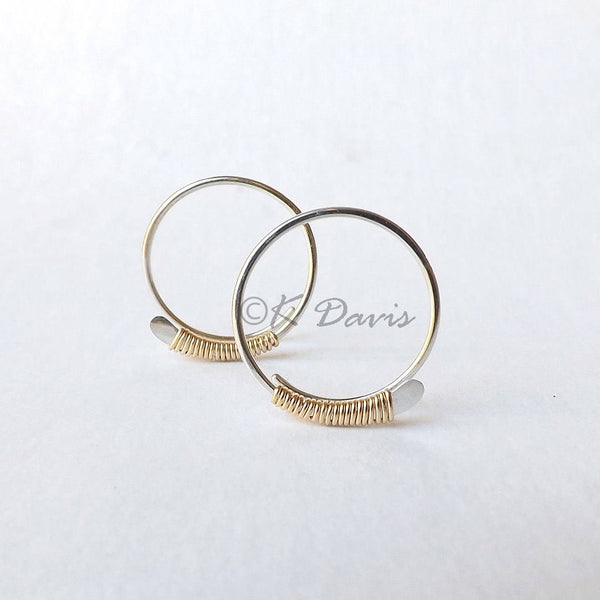 gold wrapped silver hoops