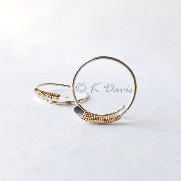 open hoop earrings wrapped in gold
