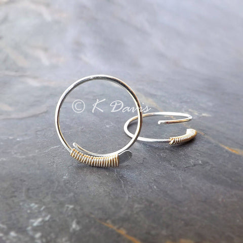 silver and gold wire wrap hoops