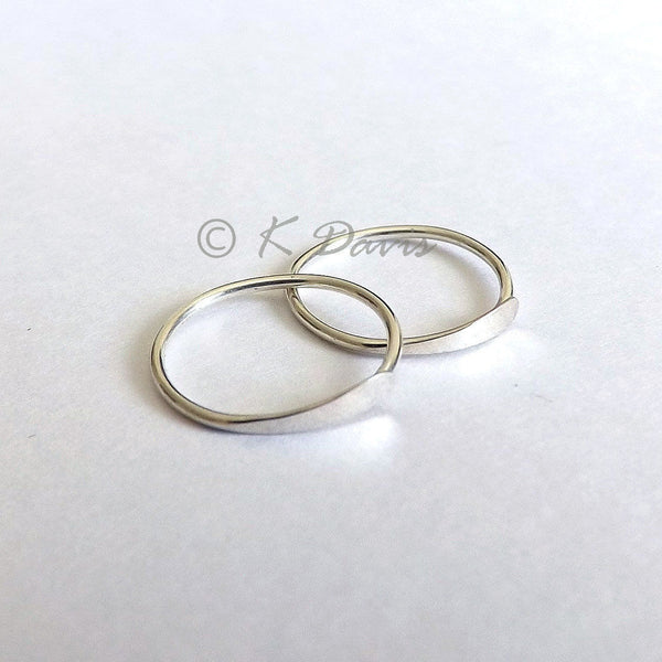 Silver Hoop Earrings, Hammered Sleeper Hoops